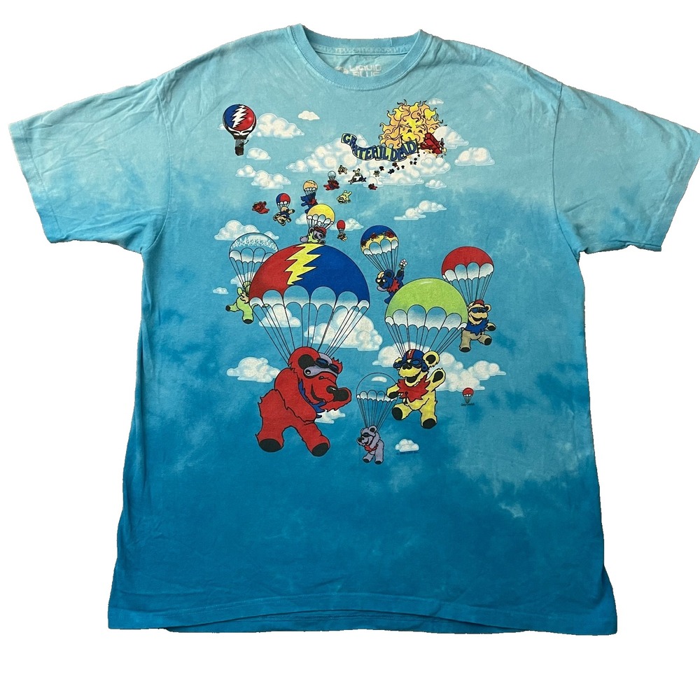 Grateful Dead Liquid Blue T-Shirt Mens XXL Parachuting Bears Tie Dye 2000 Y2K: